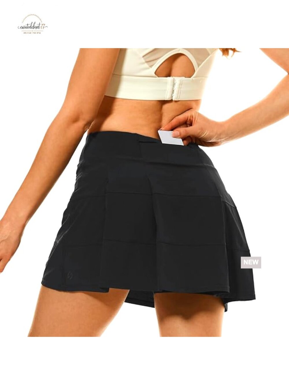 Women's Pleated Tennis Skirt with Built-in Shorts, 3 Pockets, Athletic Skort